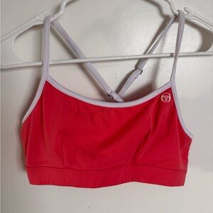 Sergio Tacchini Sports Bra Pink White Crossback Adjustable Strap RN161649